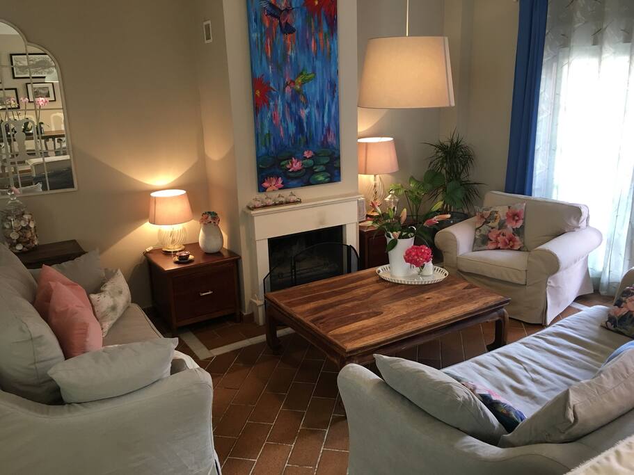 Living room with fireplace