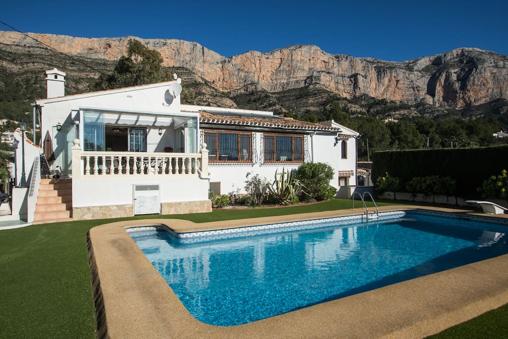 Solar heated swimming pool and sun terrace
