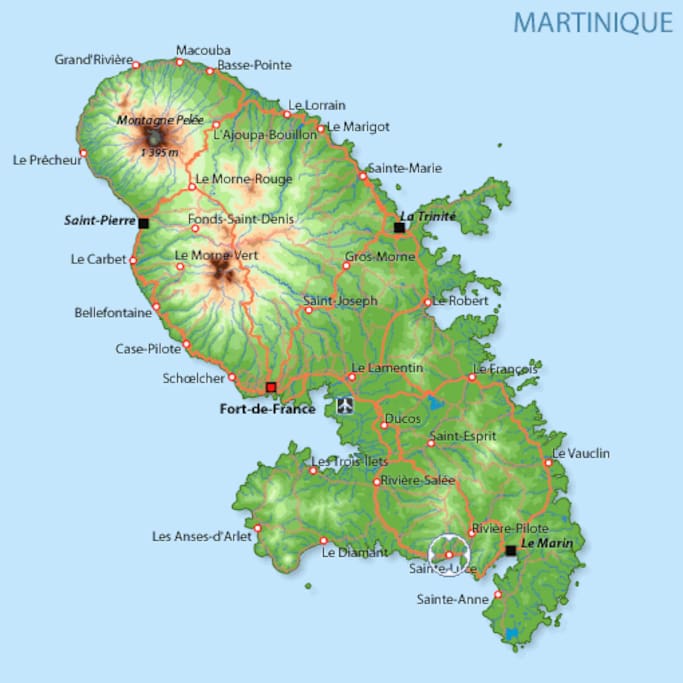 CARTE ROUTIERE DE LA MARTINIQUE