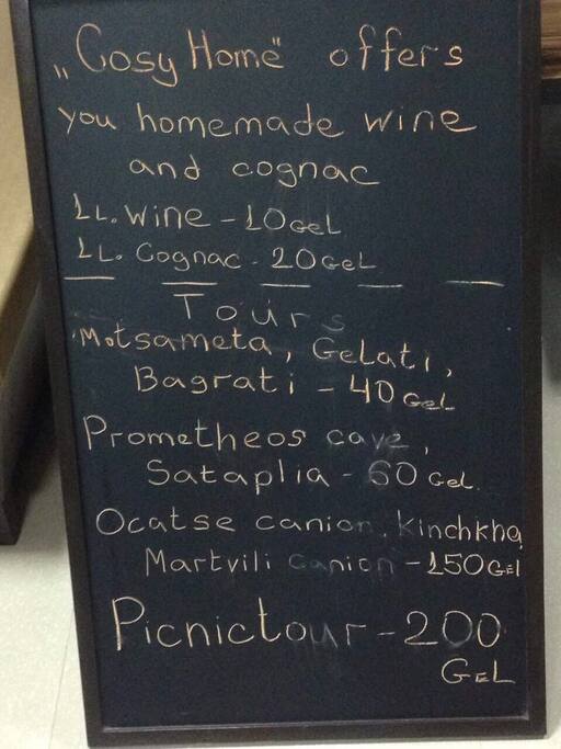 We can offer you local trips and beverages. Ask for more if you have something on your mind!