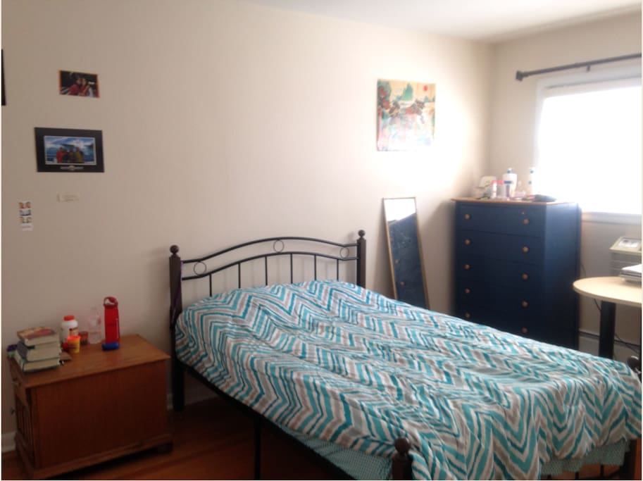Bedroom #1- Well lit, comes with double bed, lots of storage space, and a desk