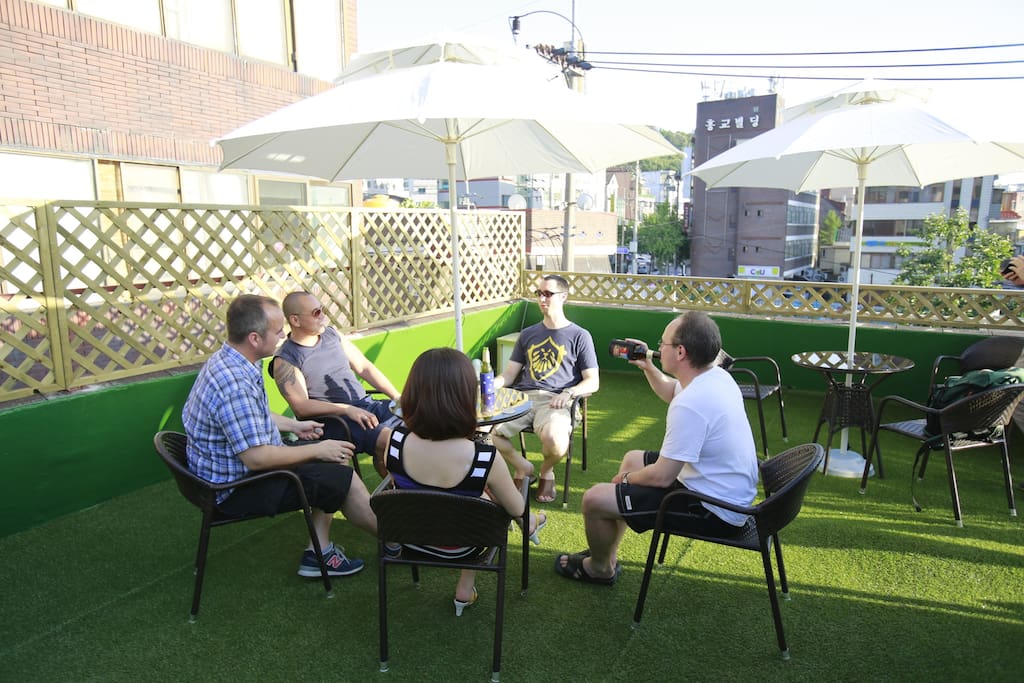 We have a rooftop for hanging out with a coffee or grabbing a few beers with a BBQ party.