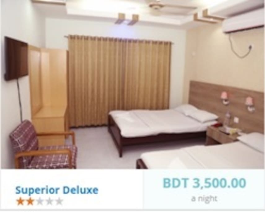 Modern comfort in Dhaka
Well-appointed Superior Deluxe rooms offer excellent amenities including a fully equipped that you have a comfortable stay in Dhaka.
Bed Type: King or Twin
Highlights: Free WiFi, LED TV,
Maximum Adults: 3 (including one extra bed)