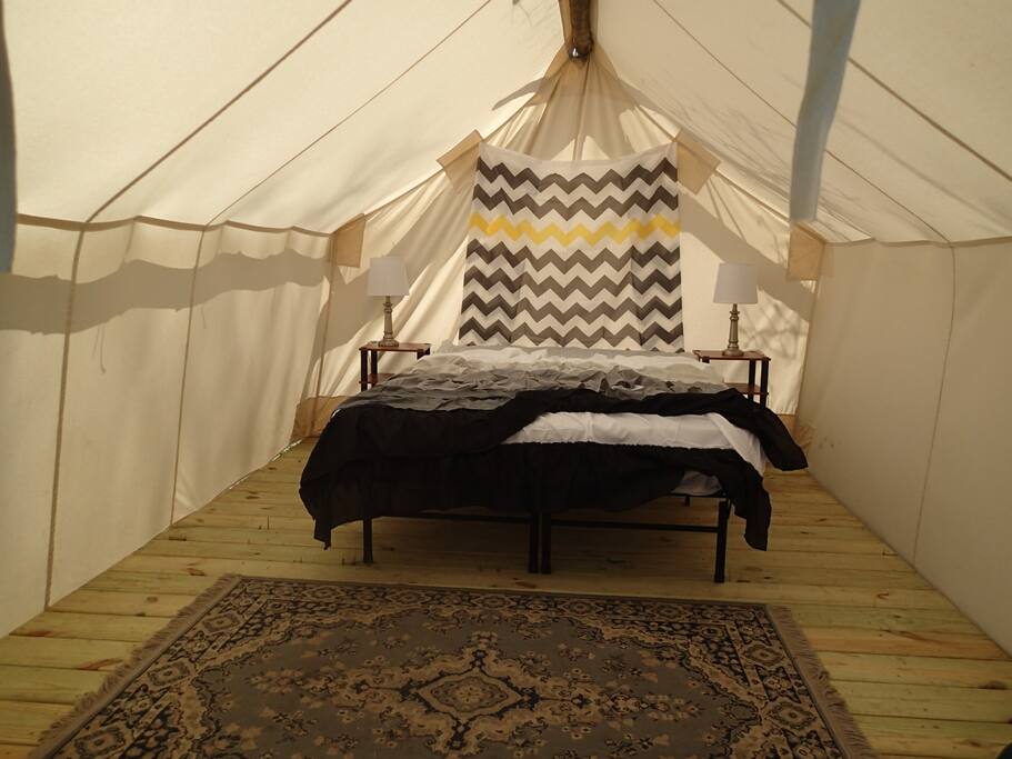 Full sized bed and bunk cot set up upon request