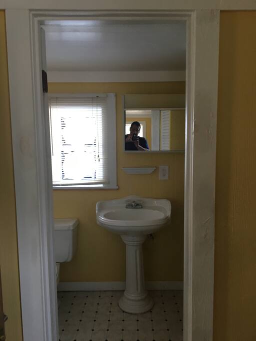 The Sands Suite has a 1/2 bath with an outdoor shower just outside the private entrance