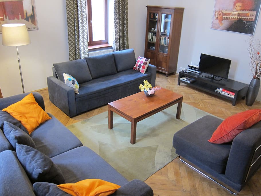 Apartment 1 - living room - smart TV ( with international channels) & DVD player.