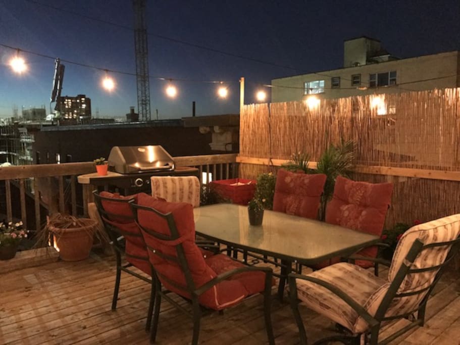 Spacious private rooftop terrace equipped w/ BBQ and patio set