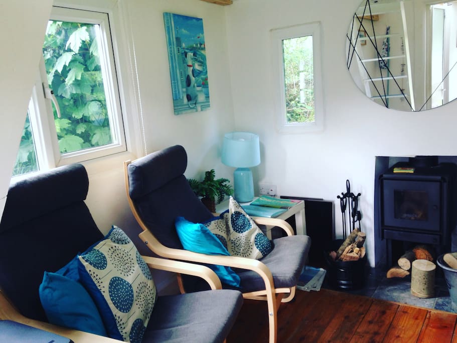 Cosy lounge with woodburner