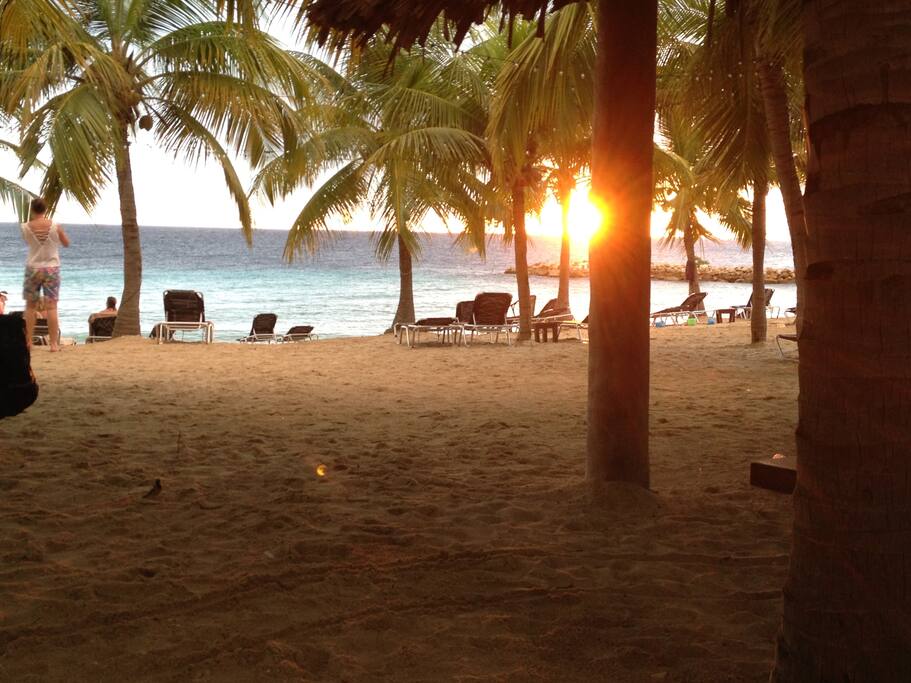 White sandy beach in walking distance