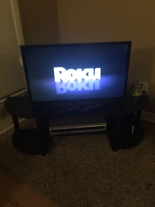 TV. Internet TV (via Roku) and a DVD player are available.