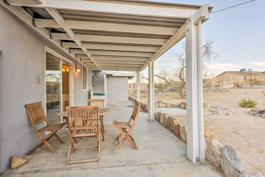 Start your day with a morning cup of coffee on the back patio.