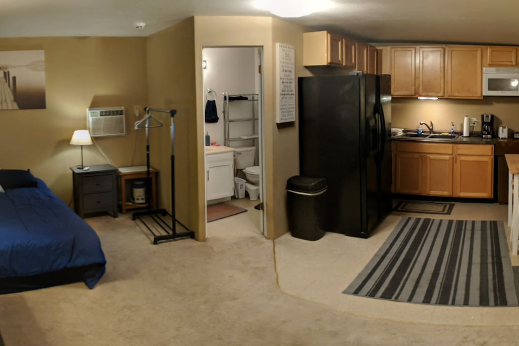 Casita interior. Equivalent to a 350 sq. ft. studio apartment.
