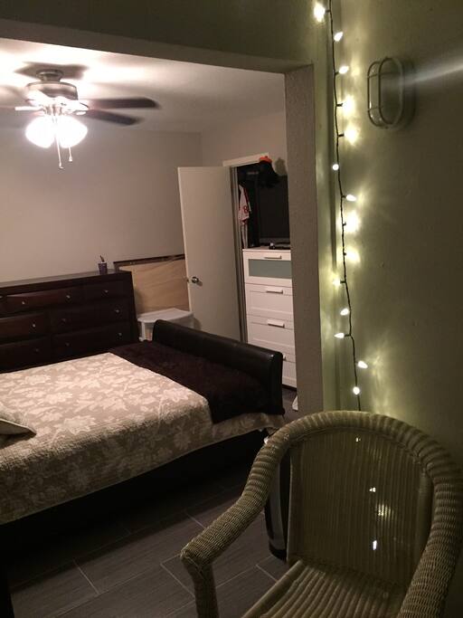 Relaxation nook adjacent to bedroom overlooking creekside