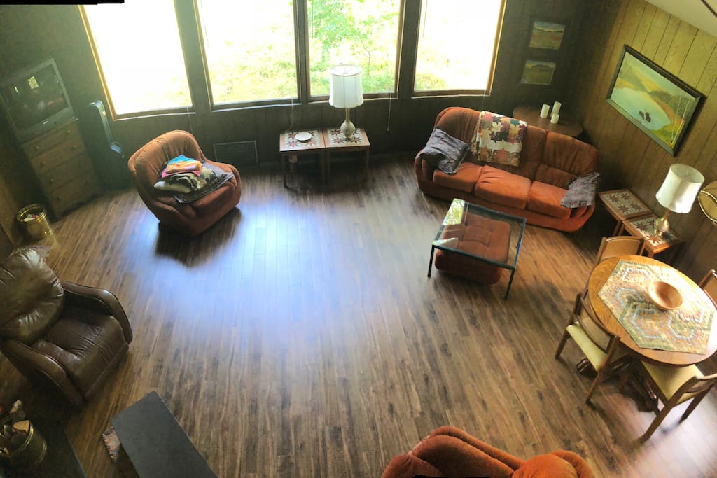 Large Living area for lighting the fire place and entertaining.
