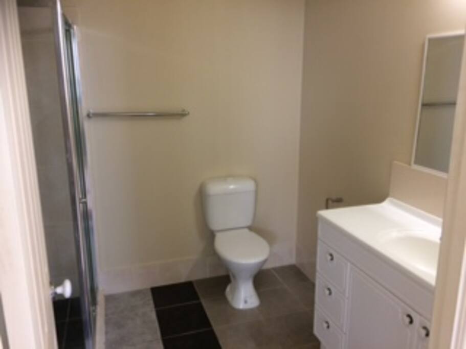 Toilet/bath with large vanity