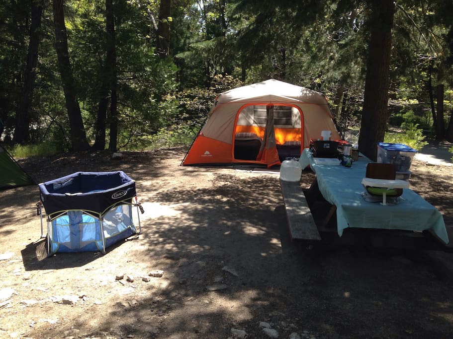 Your campsite will be completely set up prior to your arrival, using new or like-new equipment. Everything you need for your stay is provided.