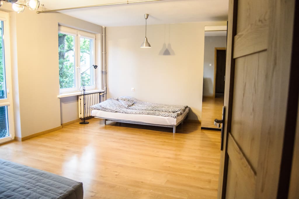 Apartment is very bright and has a lot of space. Even though it is situated in the center of a Town (between Saviour and Konstytucji Square) it is quite and surrounded with trees.