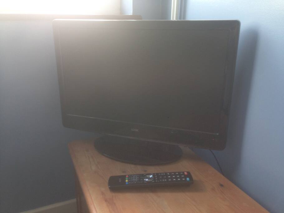 Flat Screen TV and Remote.
