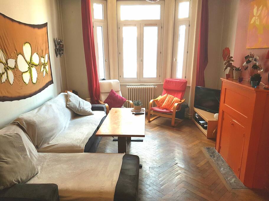 Le salon avec le nouveau canapé convertible