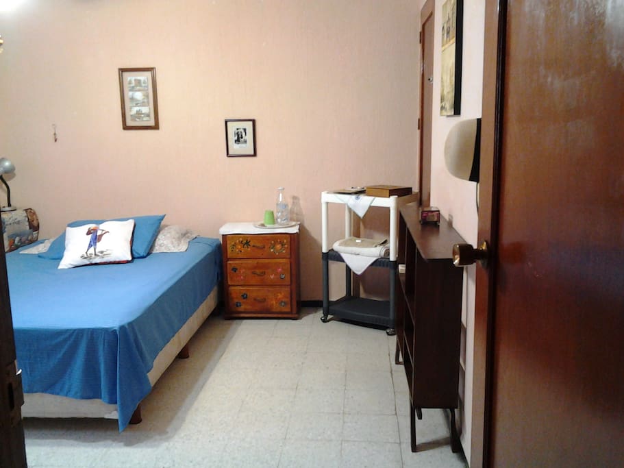 Full size bed and closet available ideal for long stays.