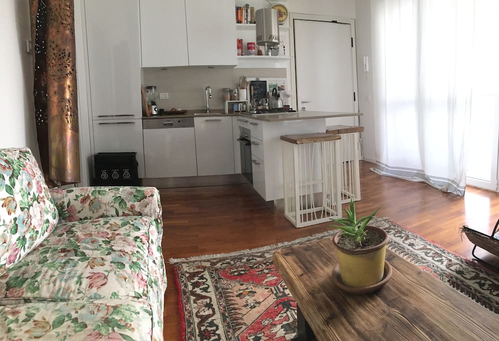 Living room with kitchenette