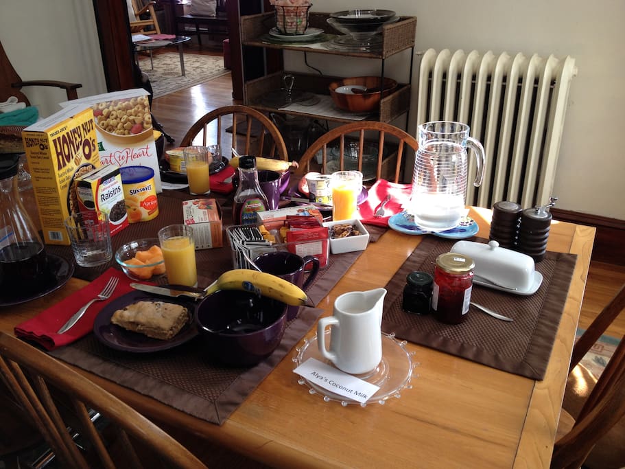 Enjoy a fabulous continental breakfast featuring home made scones or muffins, fresh fruit, cereal, hard boiled egg, and a hot beverage - Yum! What a great way to start the day!!