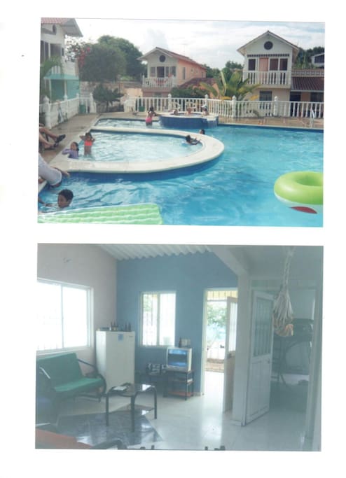 Psicina y sala ( pool and living)