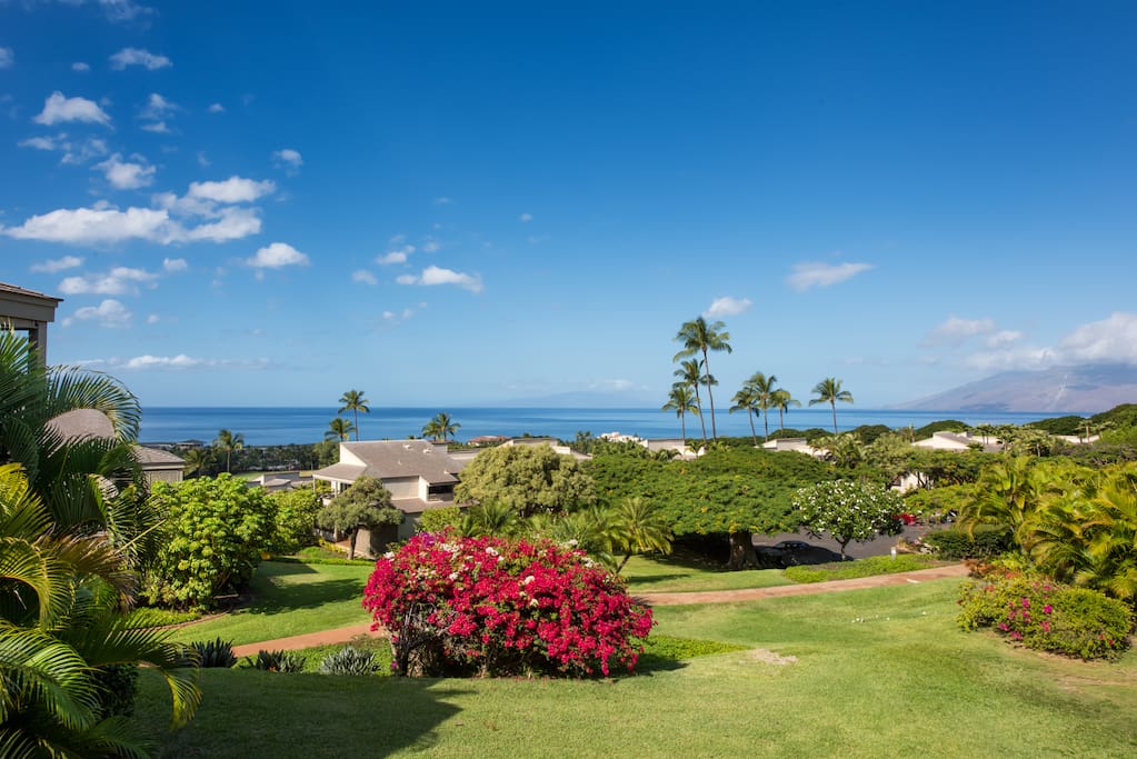 Looking out to the ocean, west Maui mountains, and year-round sunsets!