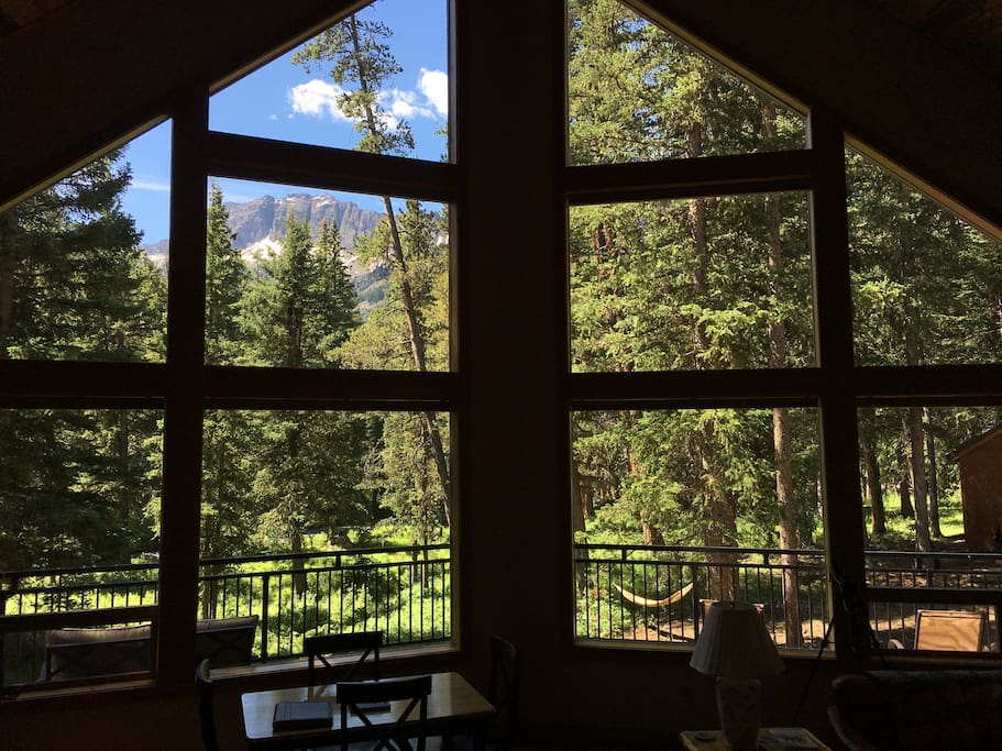 The wall of windows brings the great outdoors right inside
