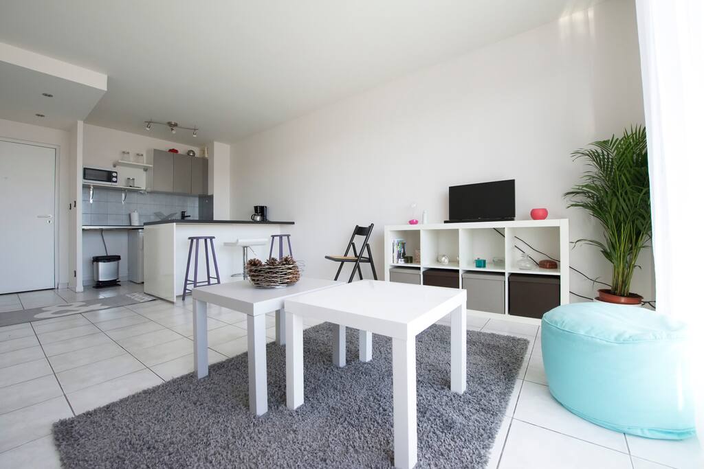 Salon lumineux, donnant sur la terrasse avec vue sur le jardin et le Corum