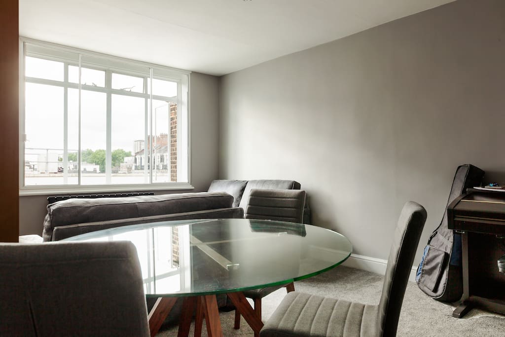 The living room is bright and airy.