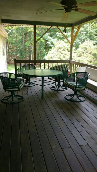 deck back of house. beautiful view of pasture