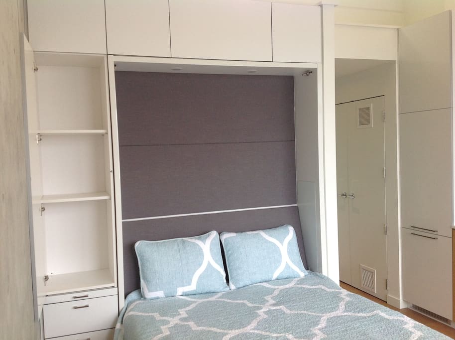 Queen bed, storage evrywhere.