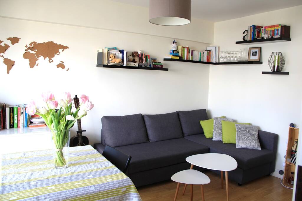 Living room with the sofa bed