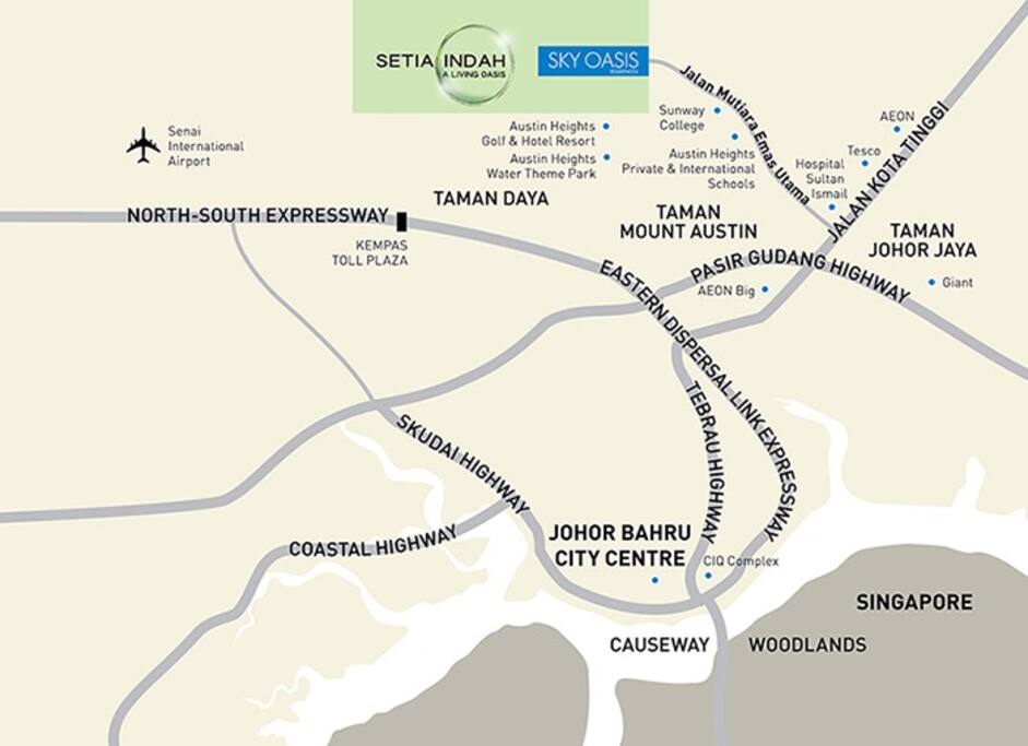 The map of the Johor Bahru 地图
