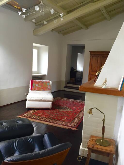 The lovely living room on the second floor