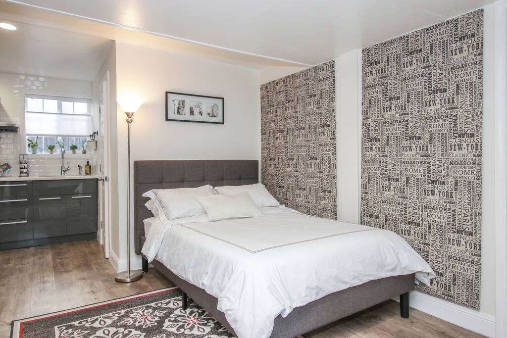 Full size platform bed.