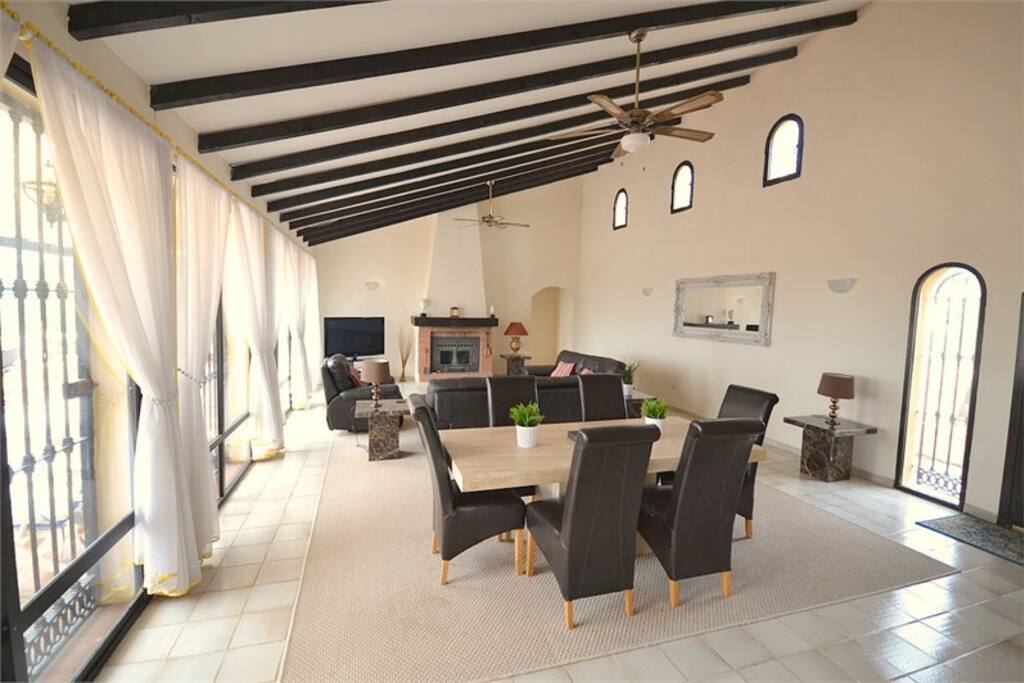 Living room and dining area with a/c