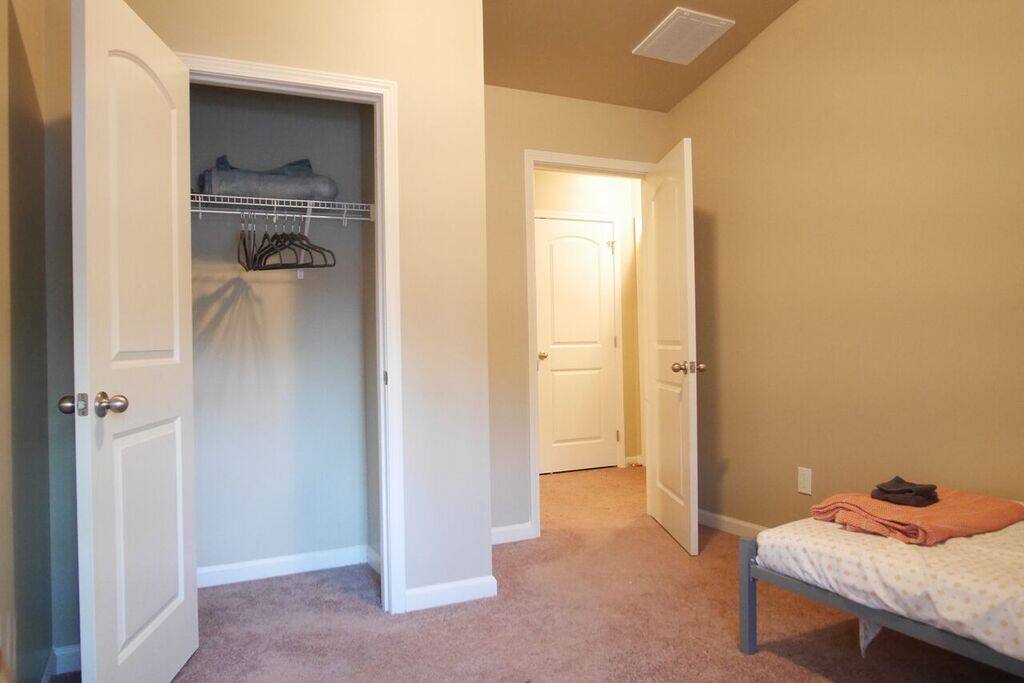 Ample closet space and hangers available.