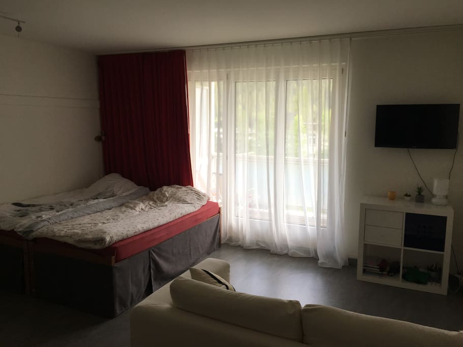 Living room with twin beds and a couch