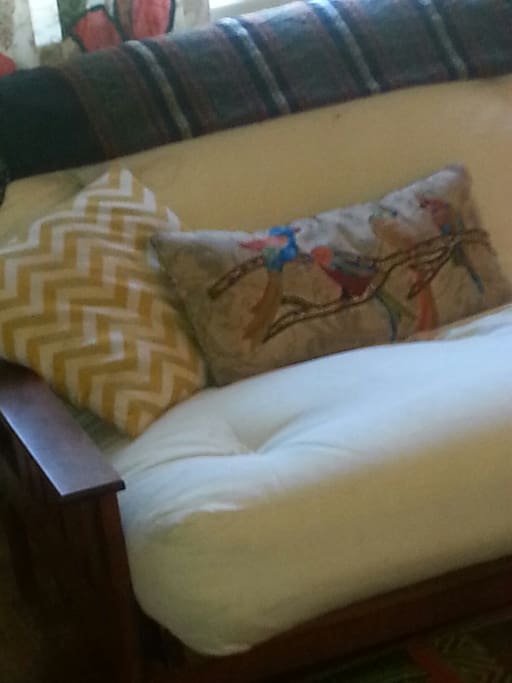 Futon sofa can accommodate two people
