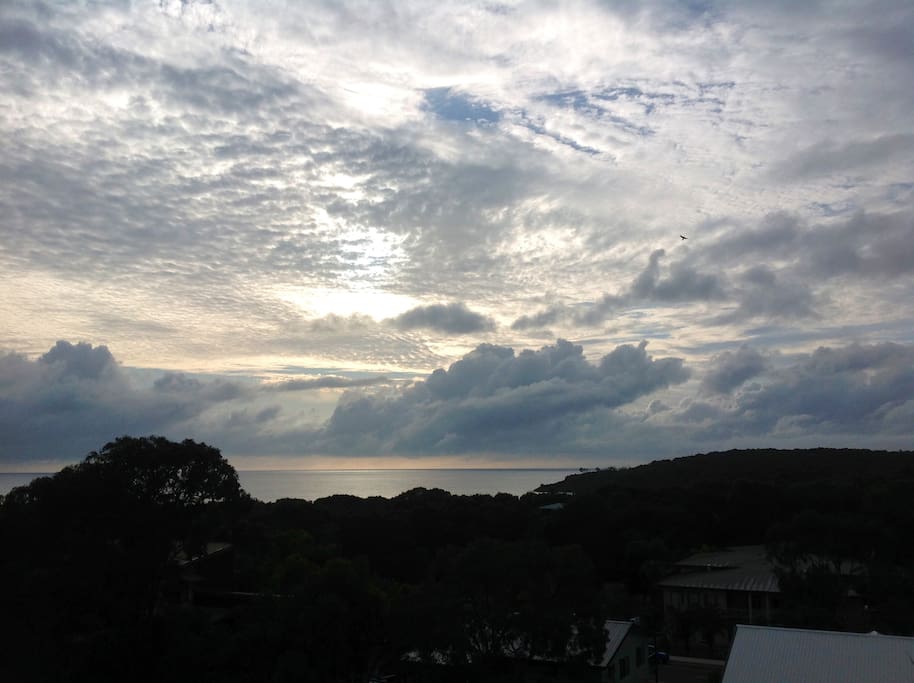 Watching the sunrise from the deck