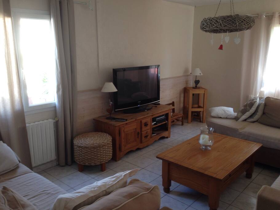 salon avec TV , connexion internet, jeux wii, DVD