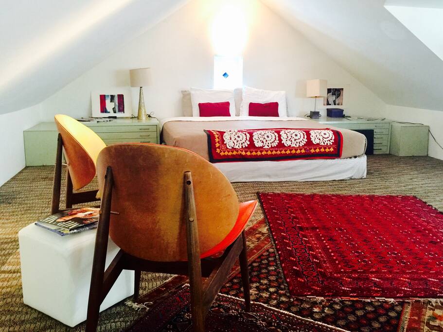 Main loft like area with king size bed