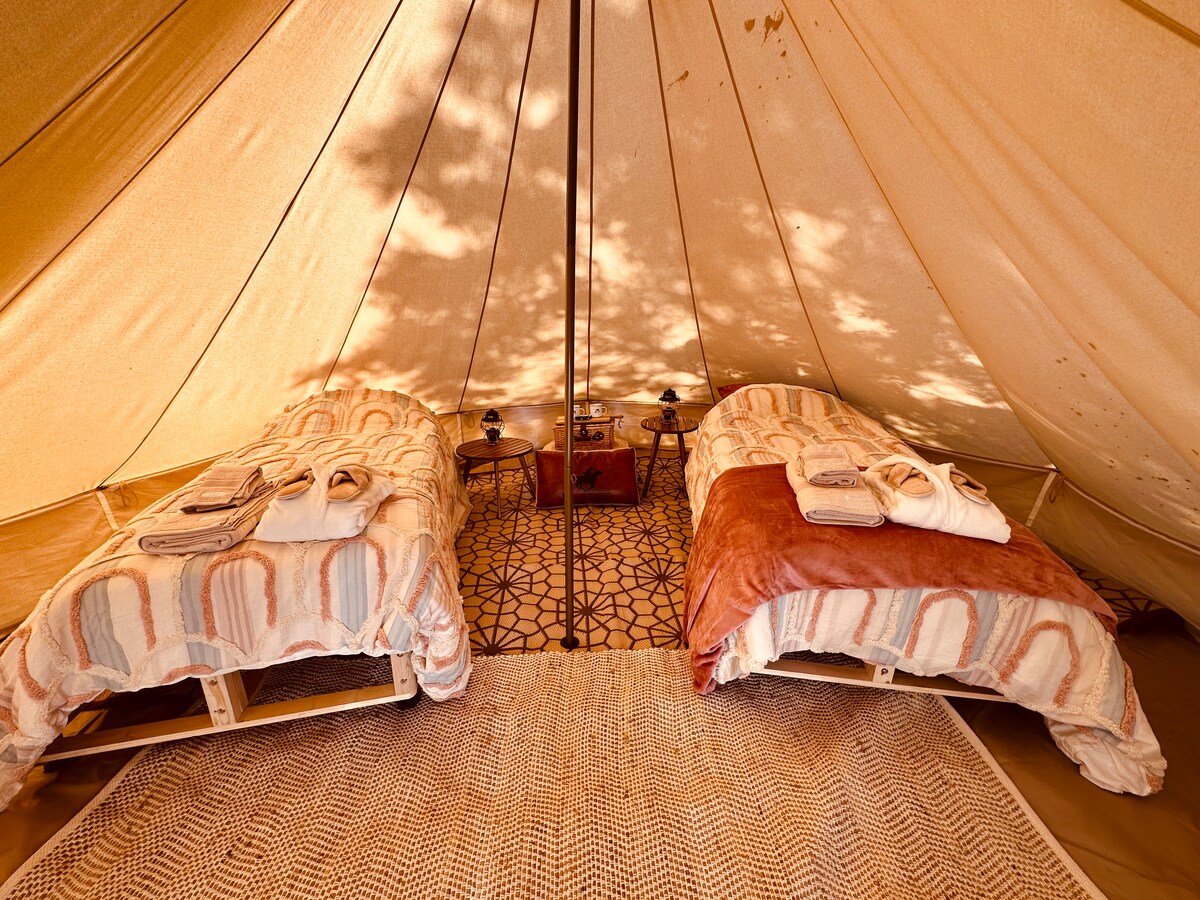 Inside glamping tent hot sale
