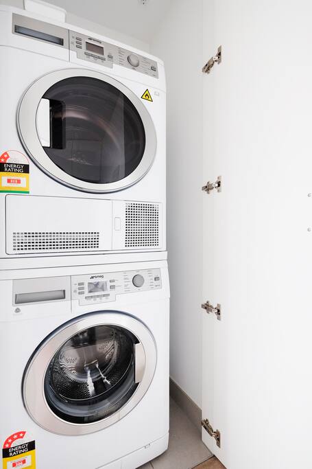 Washing machine and dryer in the apartment.