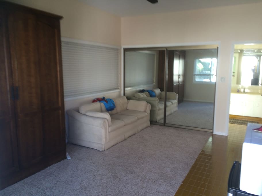 The bed can be put up into the cabinet allowing for extra room during the day, the sofa bed is as comfortable as they get.