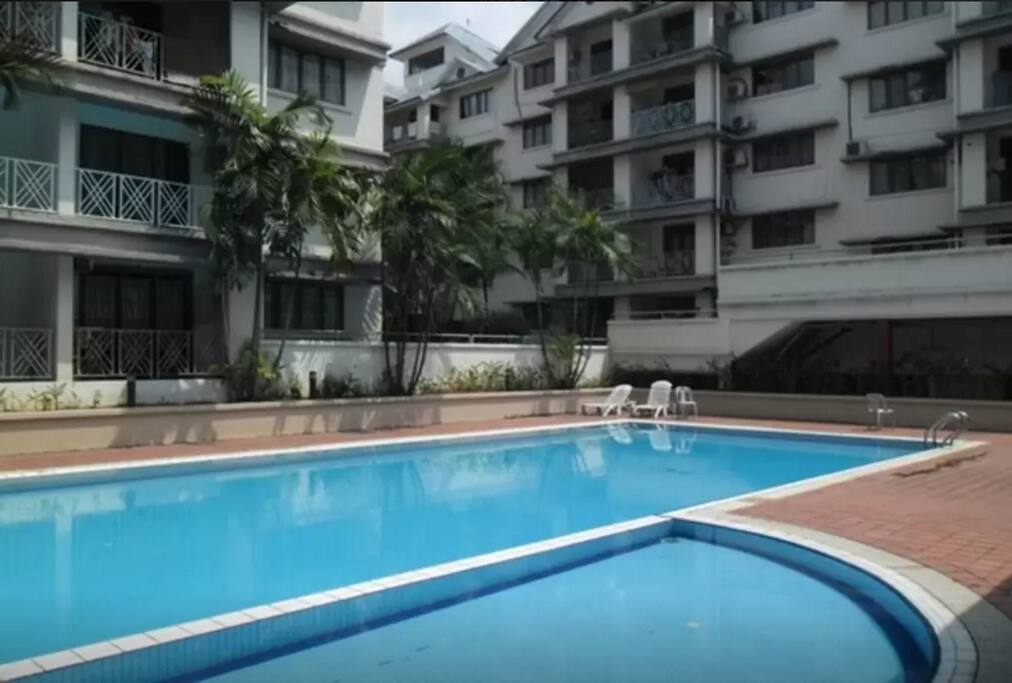 A well maintained pool open from 7 am to 10 pm.