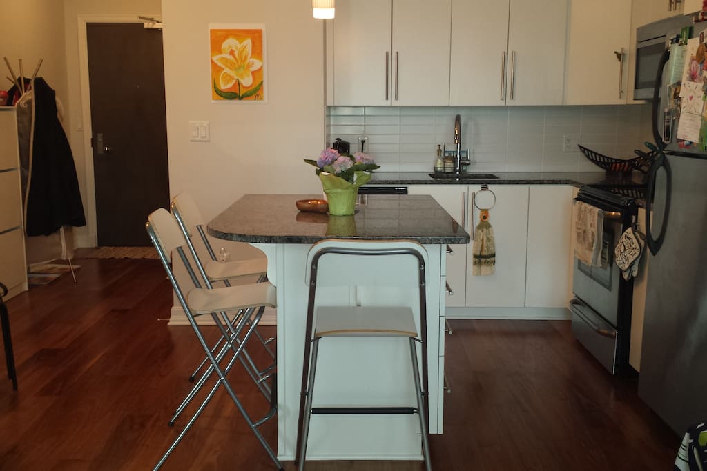 Shared kitchen and living room