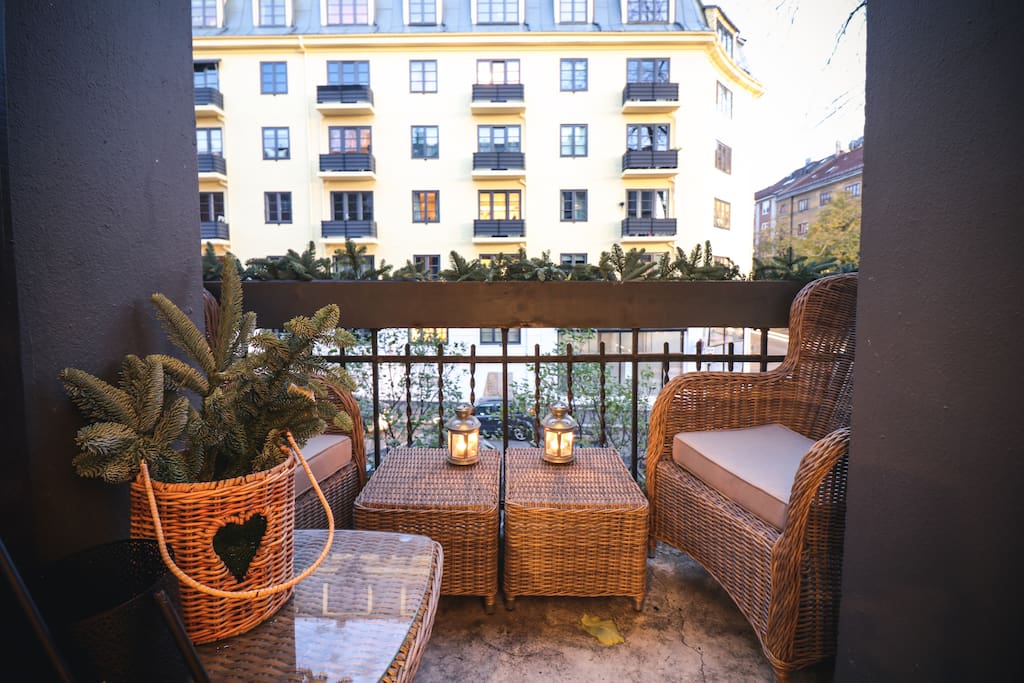 Cozy private balcony where you can enjoy your morning coffee :)